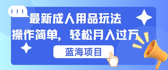最新成人用品项目玩法，操作简单，动动手，轻松日入几张【揭秘】-简创项目网