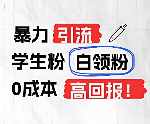 暴力引流学生粉白领粉，吊打以往垃圾玩法，0成本，高回报-简创项目网