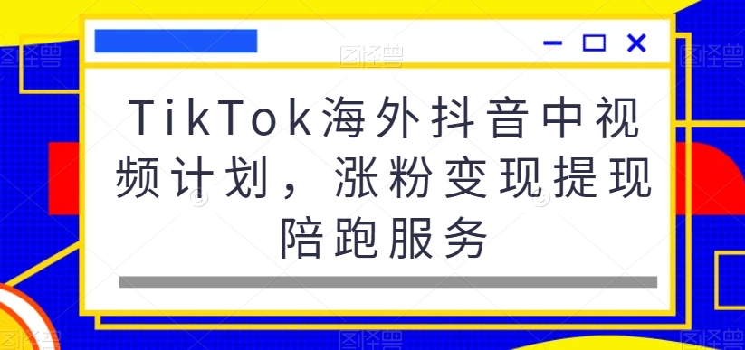 TikTok海外抖音中视频计划，涨粉变现提现陪跑服务-简创项目网