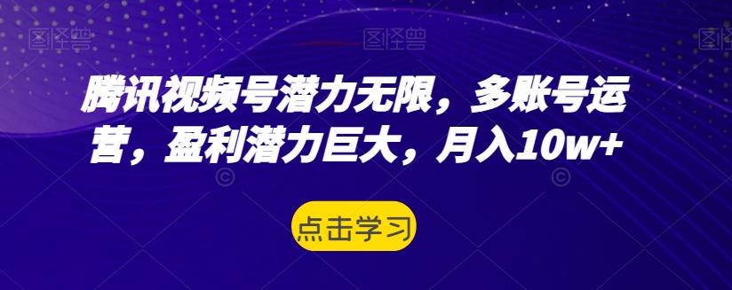 腾讯视频号潜力无限，多账号运营，盈利潜力巨大，月入10w+-简创项目网