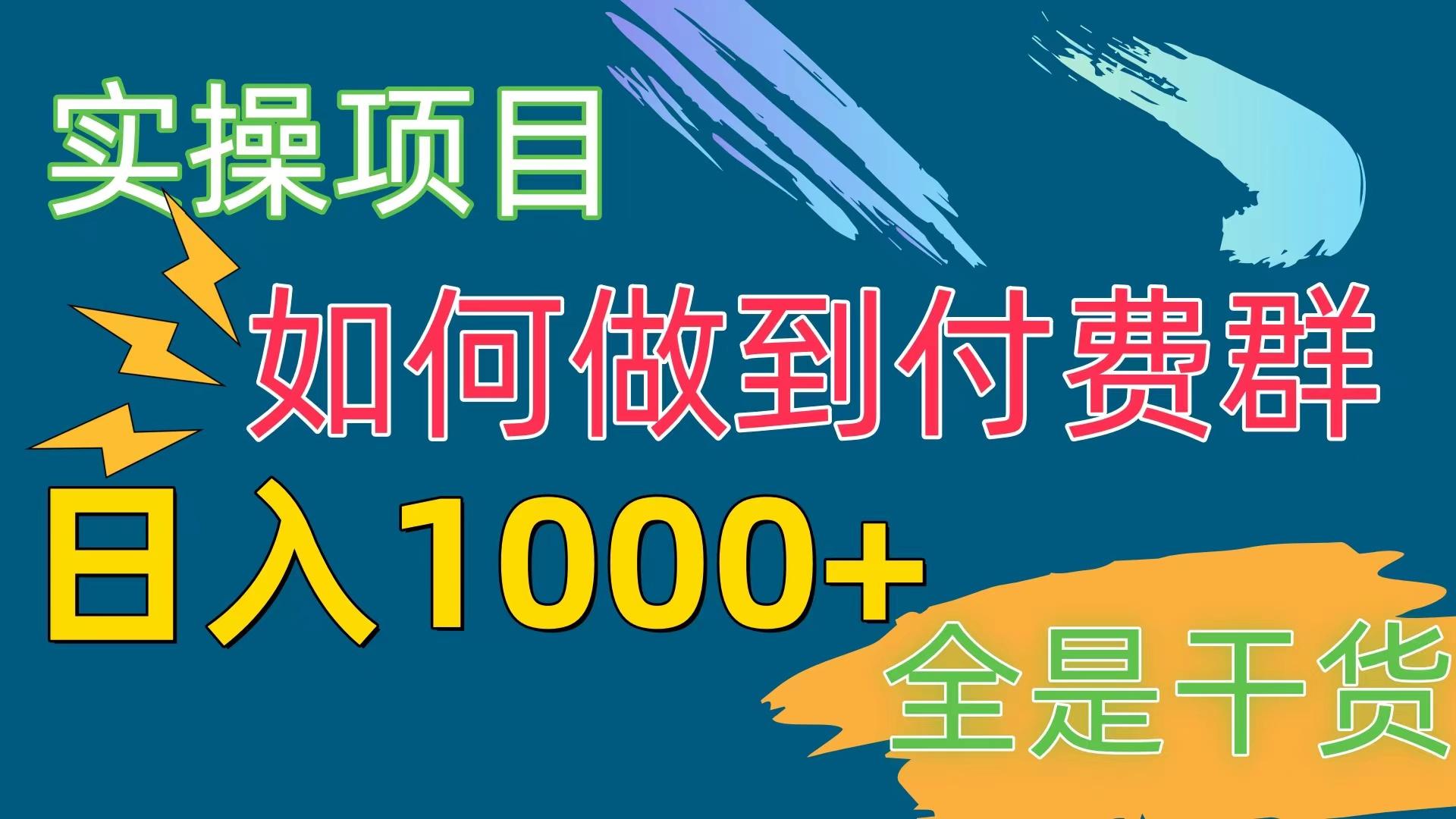 [实操项目]付费群赛道，日入1000+-简创项目网