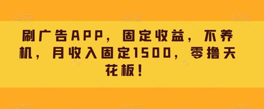 刷广告APP，固定收益，不养机，月收入固定1500，零撸天花板！-简创项目网
