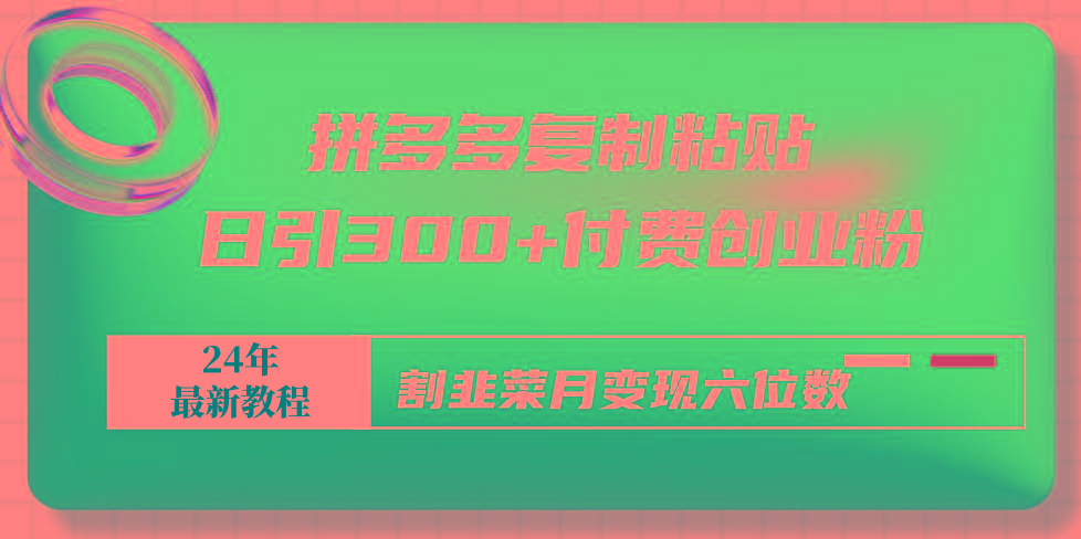 拼多多复制粘贴日引300+付费创业粉，割韭菜月变现六位数最新教程！-简创项目网