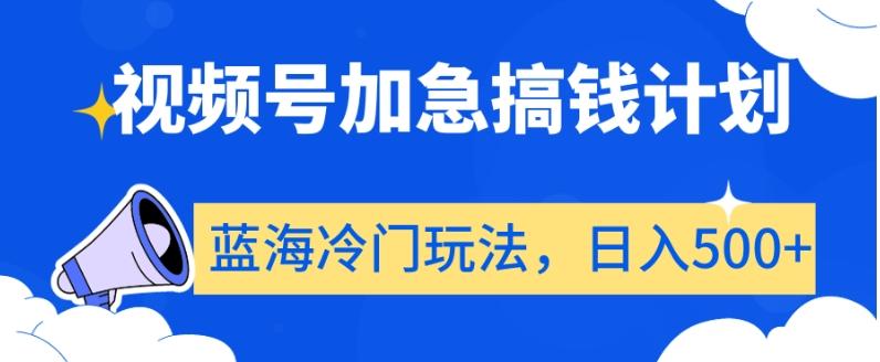 视频号加急搞钱计划，蓝海冷门玩法，日入500+【揭秘】-简创项目网