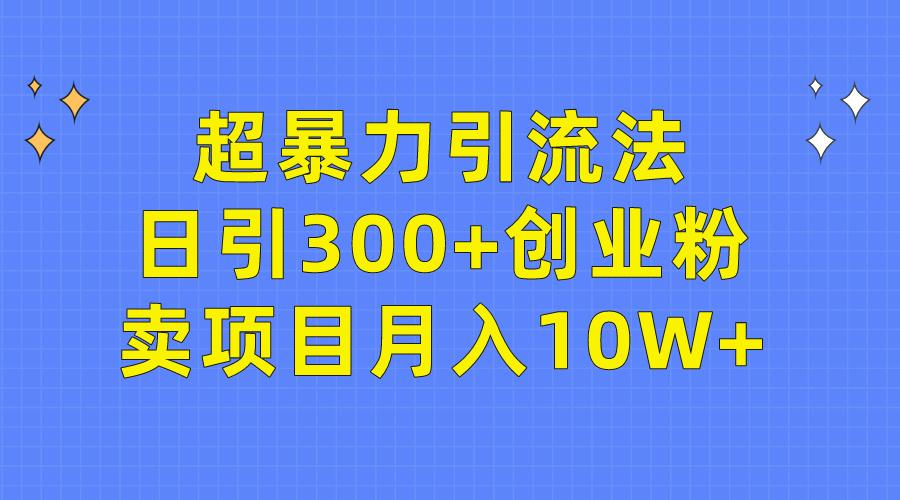 (9954期)超暴力引流法，日引300+创业粉，卖项目月入10W+-简创项目网