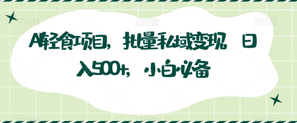 AI轻食项目，批量私域变现，日入500+，小白必备-简创项目网