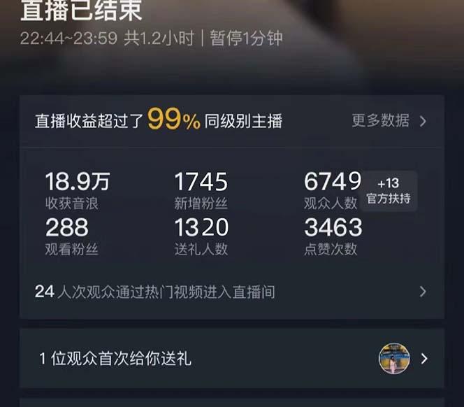 抖音美女直播，单场收益7000+,新手小白也可操作-简创项目网