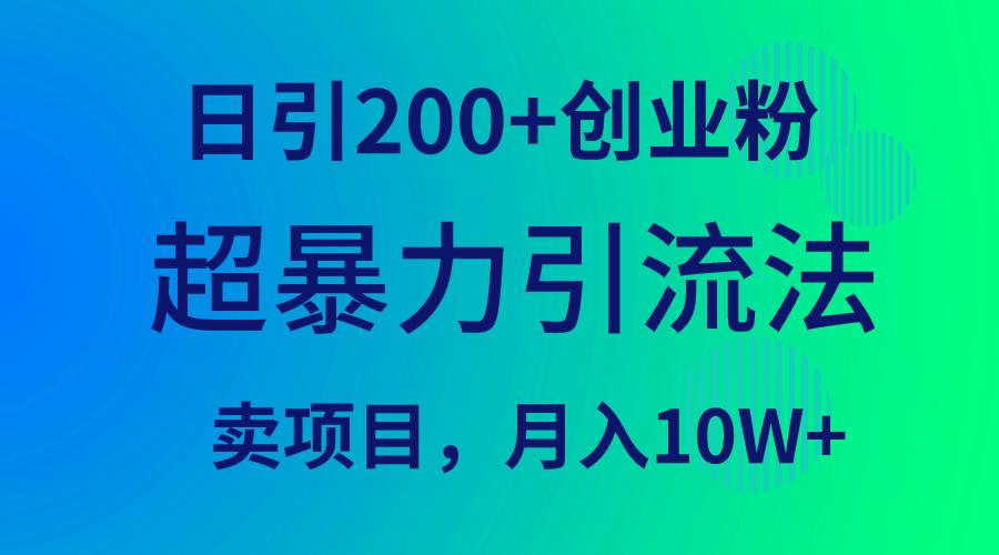 (9654期)超暴力引流法，日引200+创业粉，卖项目月入10W+-简创项目网
