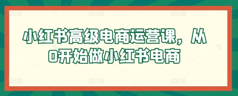 小红书高级电商运营课，从0开始做小红书电商-简创项目网