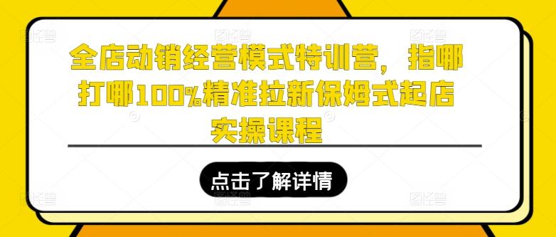 全店动销经营模式特训营，指哪打哪100%精准拉新保姆式起店实操课程-简创项目网