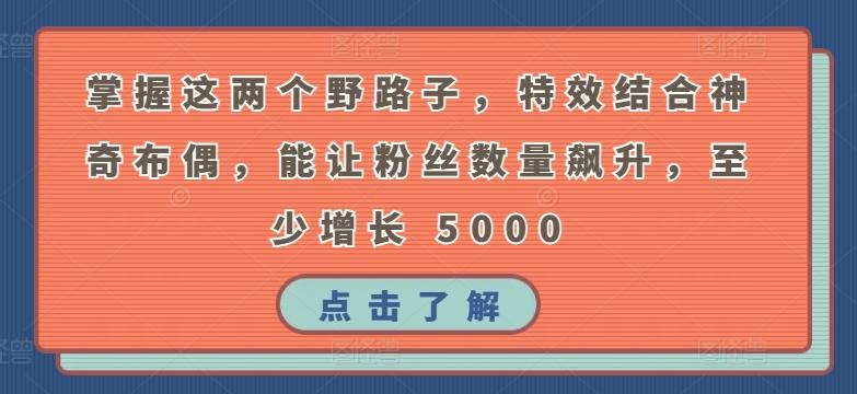 掌握这两个野路子，特效结合神奇布偶，能让粉丝数量飙升，至少增长 5000【揭秘】-简创项目网