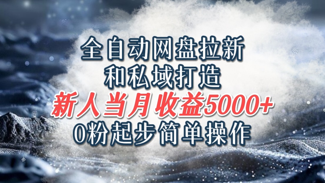 全自动网盘拉新和私域打造，0粉起步简单操作，新人入门当月收益5000以上-简创项目网