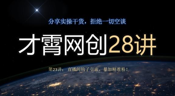 才霄网创28讲第23讲：直播间钩子引流，暴加精准粉！-简创项目网