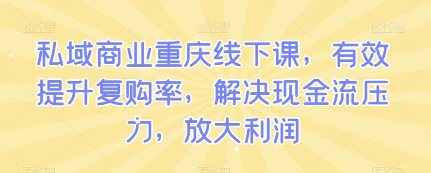 私域商业重庆线下课，有效提升复购率，解决现金流压力，放大利润-简创项目网