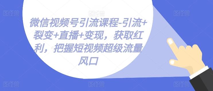 微信视频号引流课程-引流+裂变+直播+变现，获取红利，把握短视频超级流量风口-简创项目网