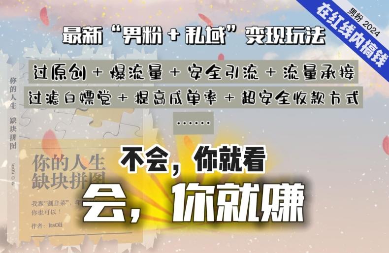 2024，“男粉+私域”还是最耐造、最赚、最轻松、最愉快的变现方式【揭秘】-简创项目网