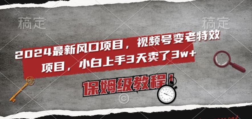 2024最新风口项目，视频号变老特效项目，电脑小白上手3天卖了3w+，保姆级教程【揭秘】-简创项目网