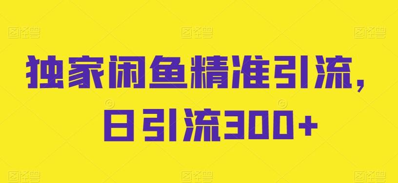独家闲鱼精准引流，日引流300+【揭秘】-简创项目网