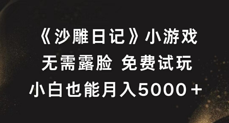 《沙雕日记》小游戏，无需露脸免费试玩，小白也能月入5000+【揭秘】-简创项目网