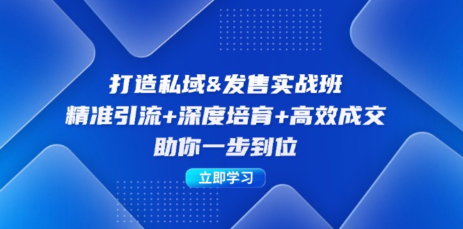 打造私域&发售实操班：精准引流+深度培育+高效成交，助你一步到位-简创项目网