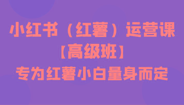 小红书(红薯)运营课【高级班】，专为红薯小白量身而定(42节课)-简创项目网