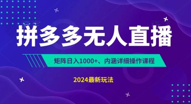 拼多多无人直播不封号，0投入，3天必起，无脑挂机，日入1k+【揭秘】-简创项目网