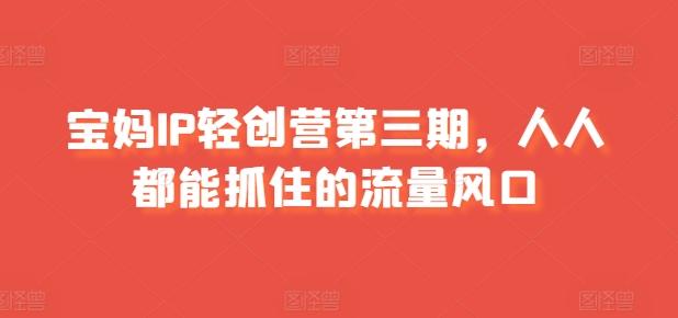 宝妈IP轻创营第三期，人人都能抓住的流量风口-简创项目网