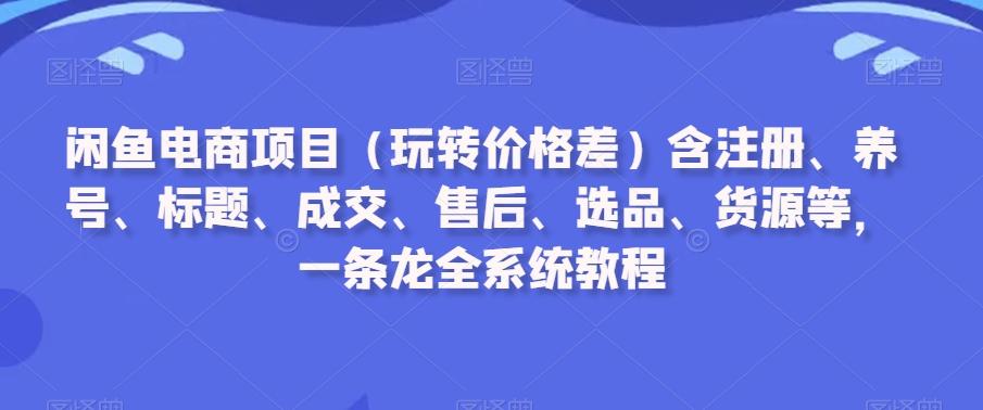 闲鱼电商项目(玩转价格差)含注册、养号、标题、成交、售后、选品、货源等，一条龙全系统教程-简创项目网