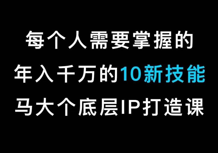 马大个的IP底层逻辑课，​每个人需要掌握的年入千万的10新技能，约会底层IP打造方法！-简创项目网