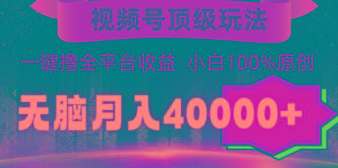 (9281期)视频号顶级玩法，无脑月入40000+，一键撸全平台收益，纯小白也能100%原创-简创项目网