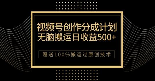 最新视频号创作分成计划，无脑搬运一天收益500+，100%搬运过原创技巧【揭秘】-简创项目网