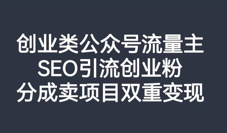 创业类公众号流量主，SEO引流创业粉，分成卖项目双重变现【揭秘】-简创项目网