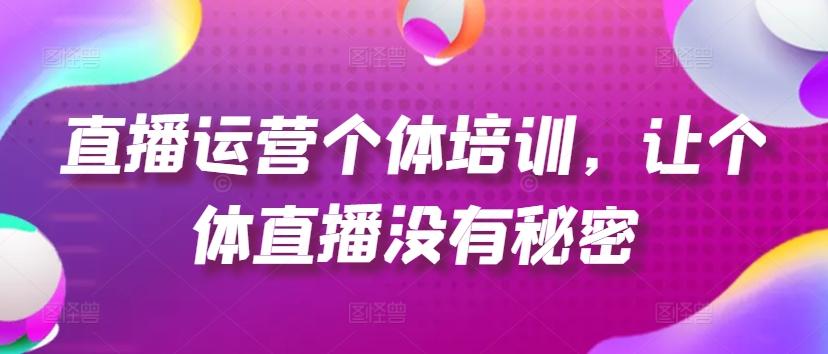 直播运营个体培训，让个体直播没有秘密，起号、货源、单品打爆、投流等玩法-简创项目网