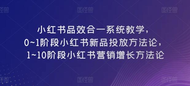 小红书品效合一系统教学，​0~1阶段小红书新品投放方法论，​1~10阶段小红书营销增长方法论-简创项目网