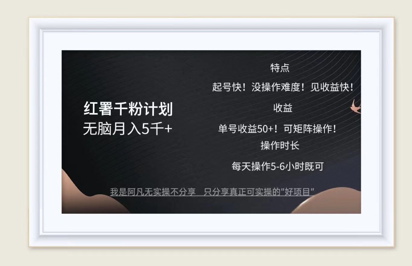 红薯千粉计划无脑月入5千+！既做既赚！-简创项目网