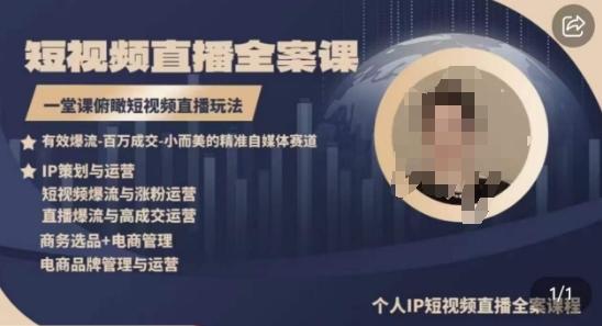 高品质IP短视频直播全案课程，一堂课俯瞰短视频直播玩法-简创项目网