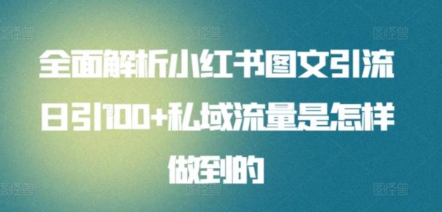全面解析小红书图文引流日引100+私域流量是怎样做到的【揭秘】-简创项目网