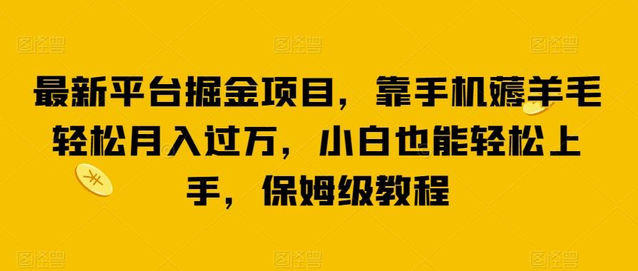 最新平台掘金项目，靠手机薅羊毛轻松月入过万，小白也能轻松上手，保姆级教程【揭秘】-简创项目网
