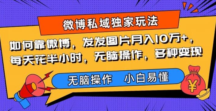 如何靠微博，发发图片月入10万+，‌每天花半小时，无脑操作，多种变现-简创项目网