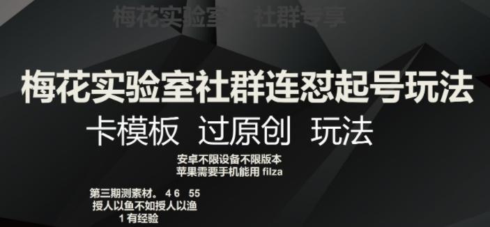 梅花实验室社群连怼起号玩法，卡模板过原创玩法【揭秘】-简创项目网