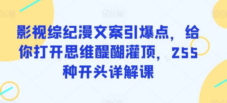 影视综纪漫文案引爆点，给你打开思维醍醐灌顶，255种开头详解课-简创项目网