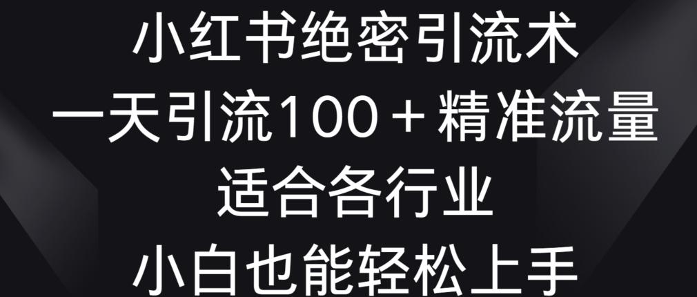 小红书绝密引流术，一天引流100+精准流量，适合各个行业，小白也能轻松上手【揭秘】-简创项目网
