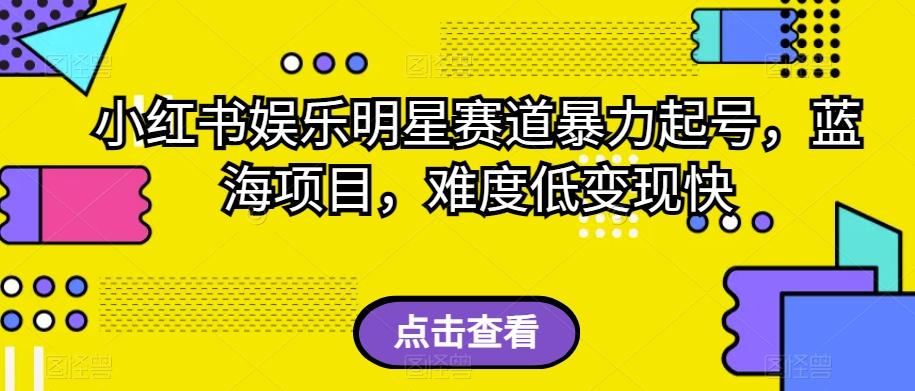 小红书娱乐明星赛道暴力起号，蓝海项目，难度低变现快【揭秘】-简创项目网