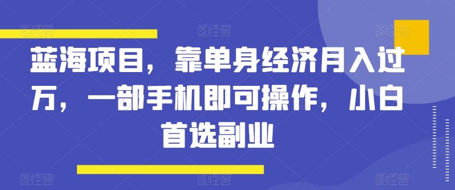蓝海项目，靠单身经济月入过万，一部手机即可操作，小白首选副业【揭秘】-简创项目网