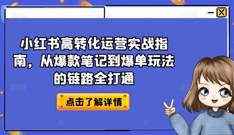 小红书高转化运营实战指南，从爆款笔记到爆单玩法的链路全打通-简创项目网