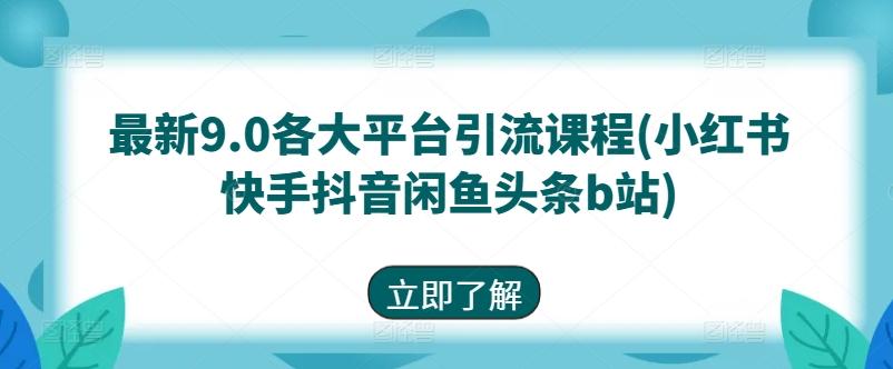 最新9.0各大平台引流课程(小红书快手抖音闲鱼头条b站)-简创项目网
