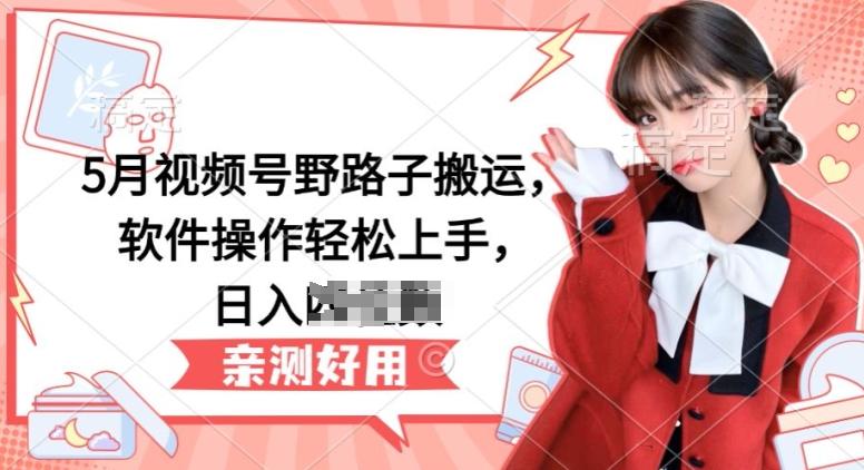 5月视频号野路子搬运，软件操作轻松上手，日入三位数【揭秘】-简创项目网