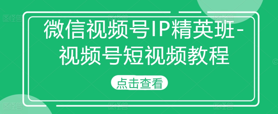 微信视频号IP精英班-视频号短视频教程-简创项目网