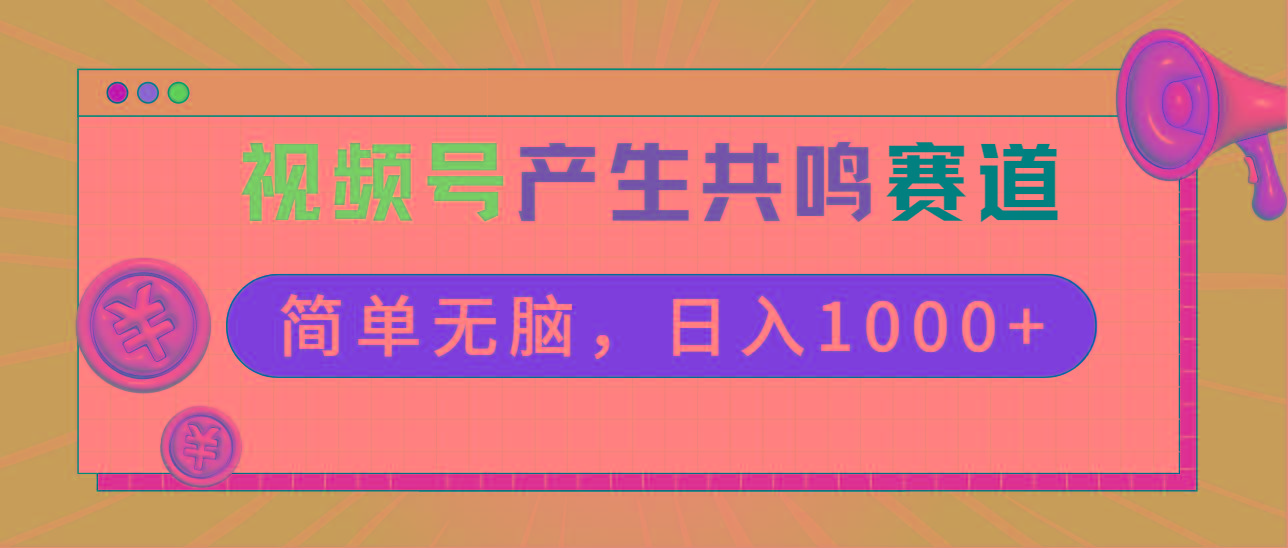 2024年视频号，产生共鸣赛道，简单无脑，一分钟一条视频，日入1000+-简创项目网