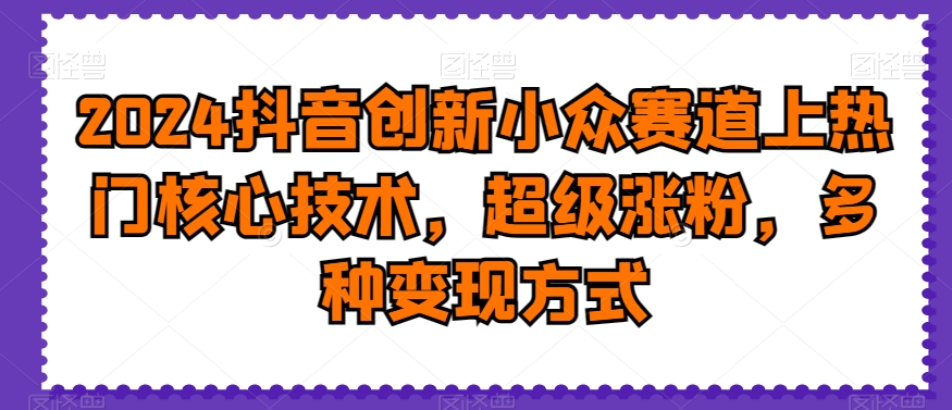 2024抖音创新小众赛道上热门核心技术，超级涨粉，多种变现方式【揭秘】-简创项目网